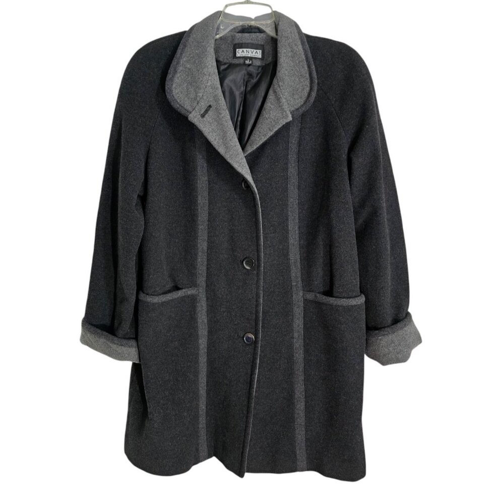 Canvas A Gallery Company Womens Black Wool Blend Coat Button Up Size L